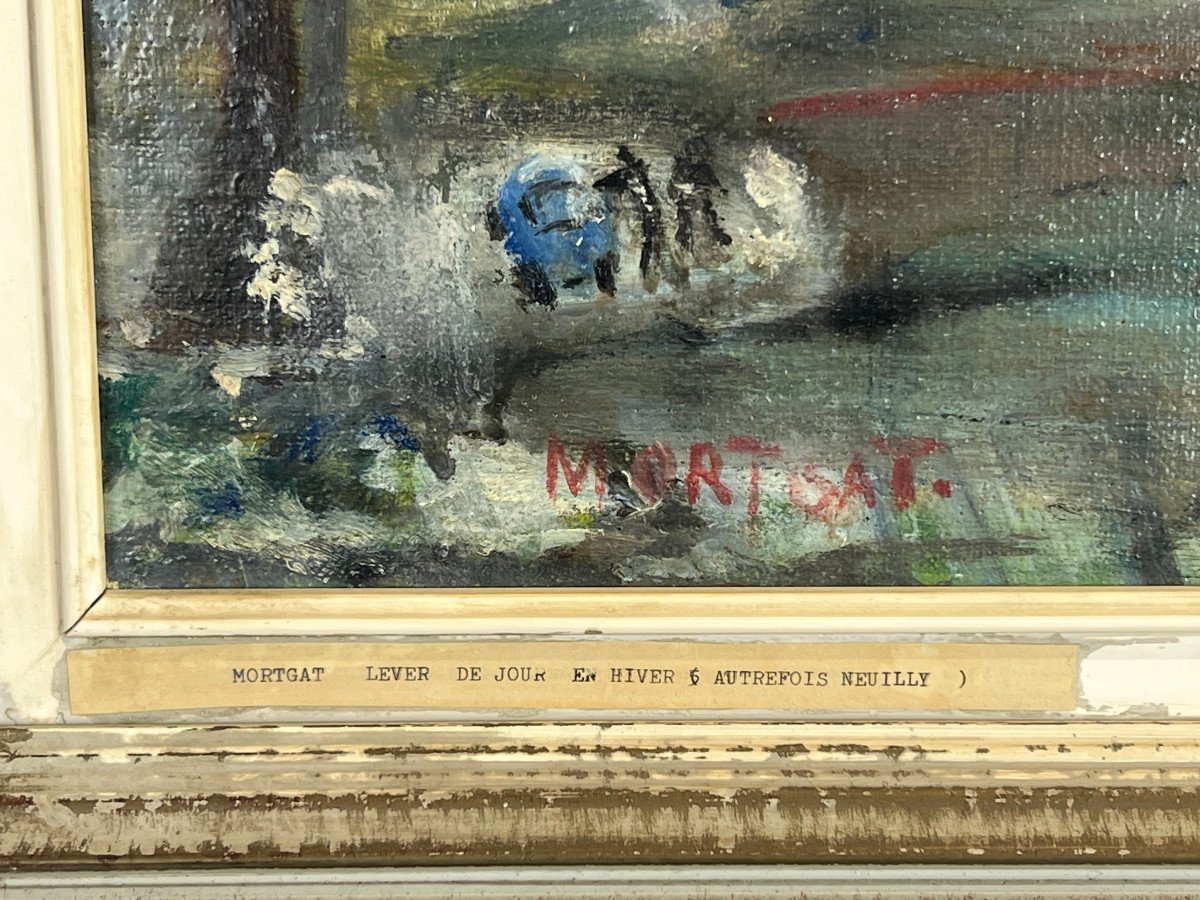 TABLEAU / HUILE SUR TOILE / PEINTURE DE " MORTGAT "( NEUILLY SUR SEINE EN HIVER)-photo-6