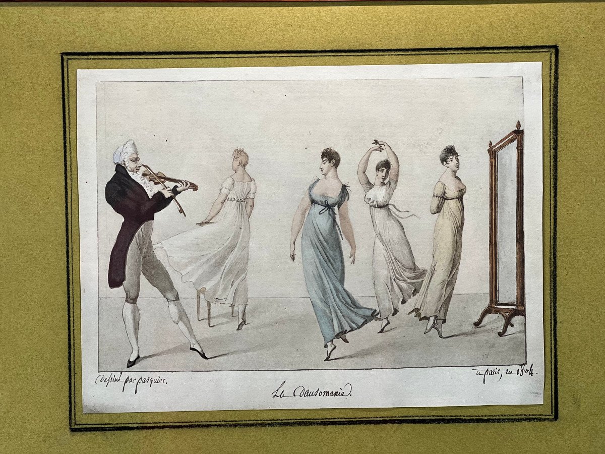 DESSIN /AQUARELLE DU XVIIIe DE PIERRE PASQUIER 1731-1806 " LA DANSOMANIE "-photo-4