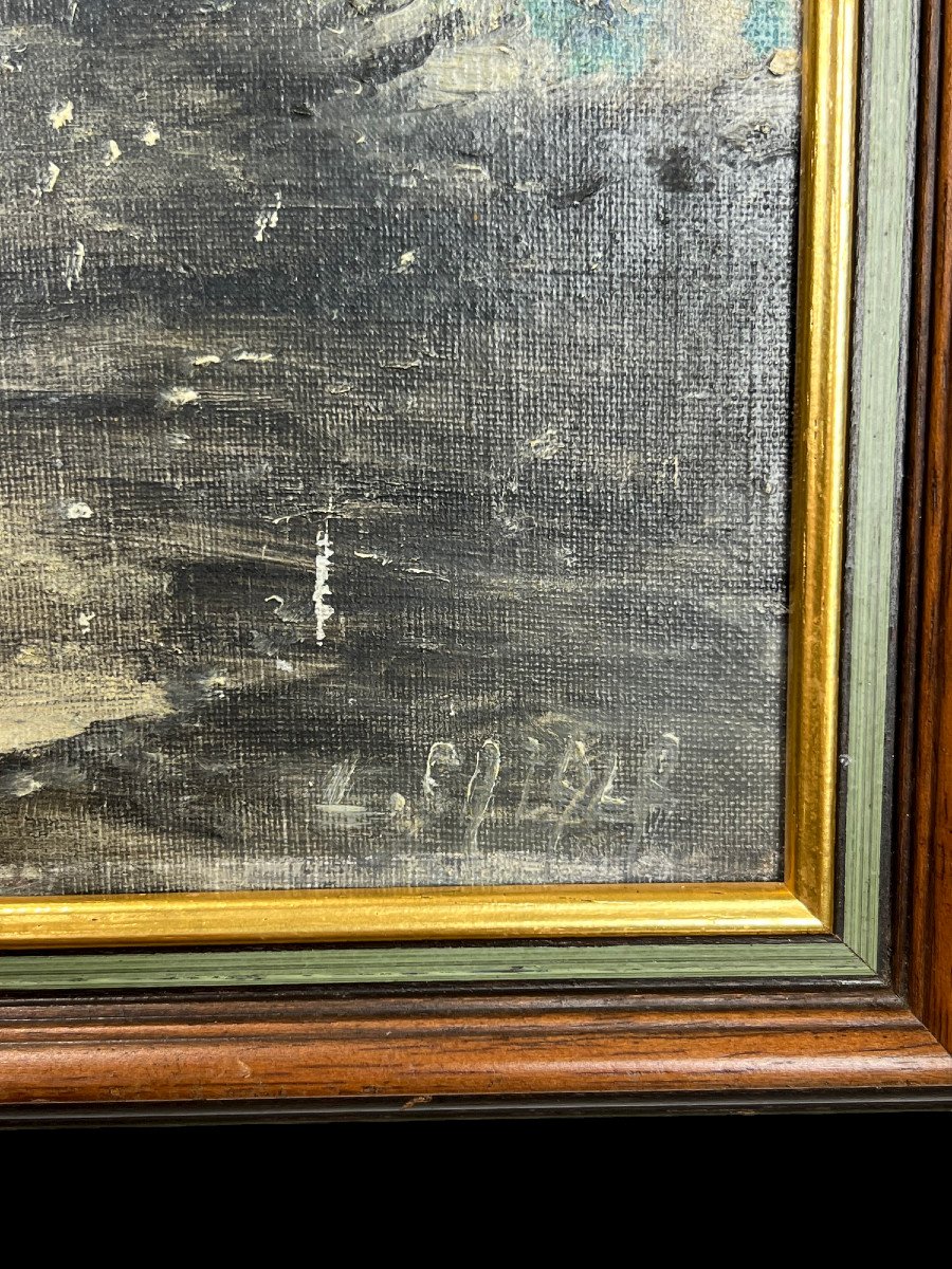 TABLEAU / PEINTURE ANCIENNE DU XX eme DE " JEAN CATALA " ( CANAL DE L OURCQ )-photo-1