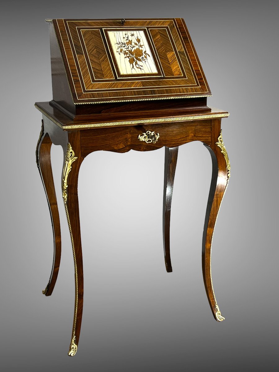 Bureau De Pente Style Louis XV d'Apres ( F.duvinage / A. Giroux )-photo-2