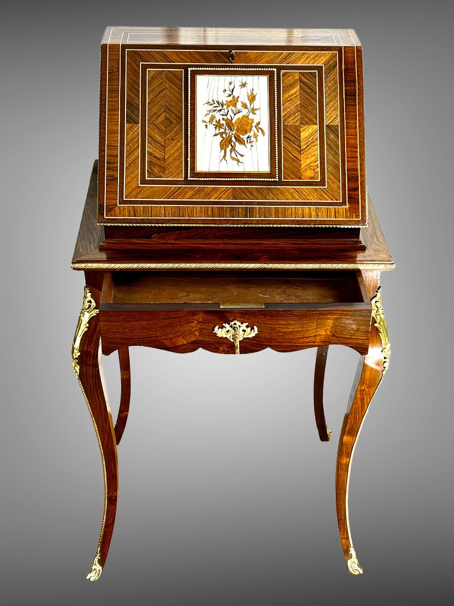 Bureau De Pente Style Louis XV d'Apres ( F.duvinage / A. Giroux )-photo-2