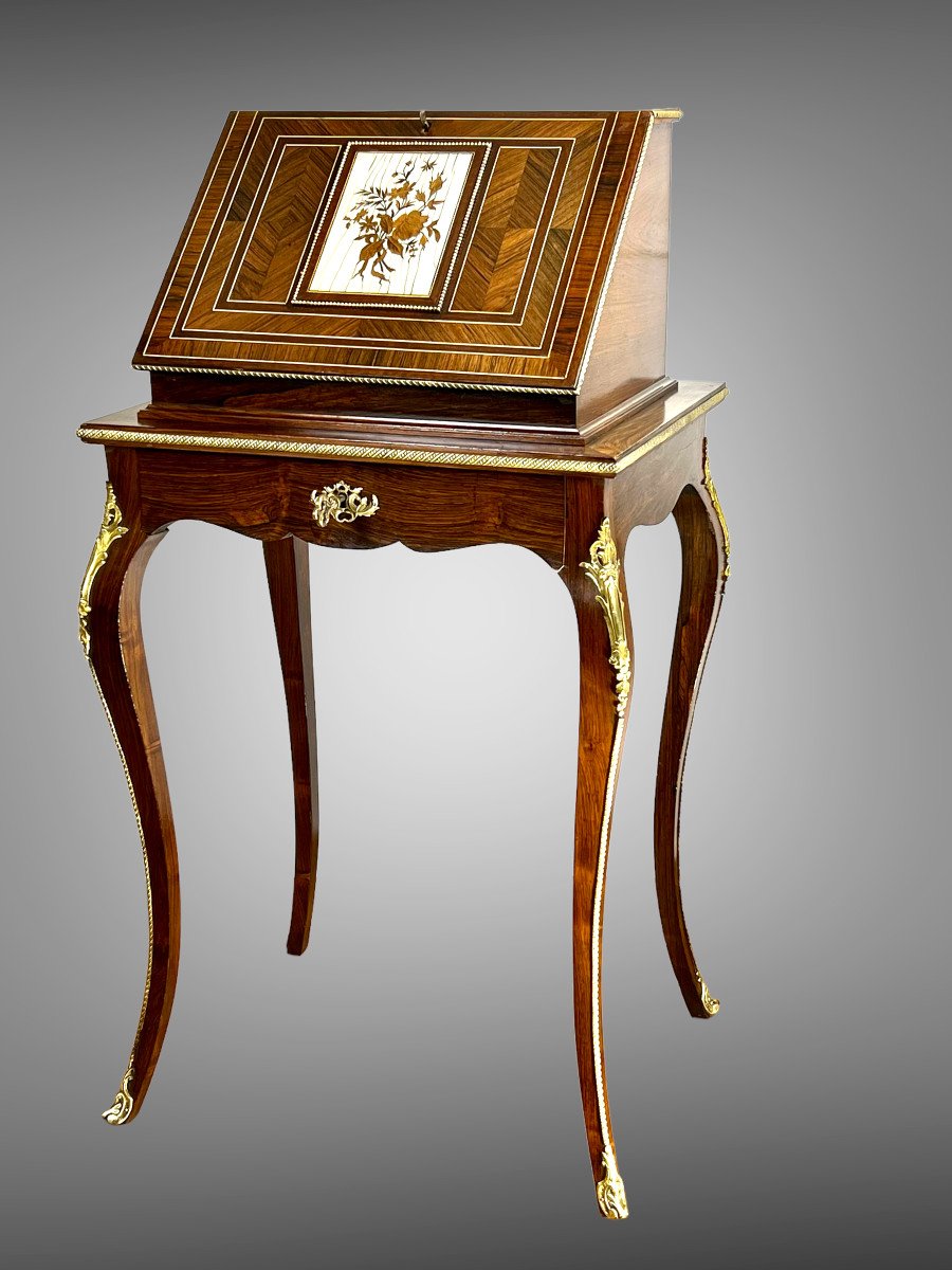 Bureau De Pente Style Louis XV d'Apres ( F.duvinage / A. Giroux )-photo-5