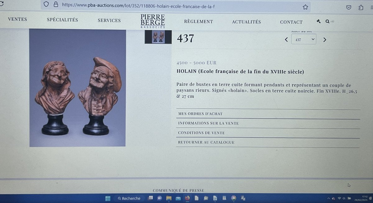 PAIRE DE PERSONNAGES EN TERRE CUITE DU XVIIIe SIGNÉS " HOLAIN 1761 " ECOLE FRANÇAISE -photo-3