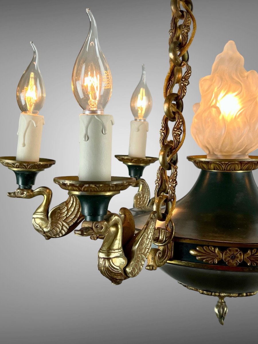 Old Empire Style Chandelier In Bronze Decorated With Swans With 7 Lights Of 66 Cm-photo-8