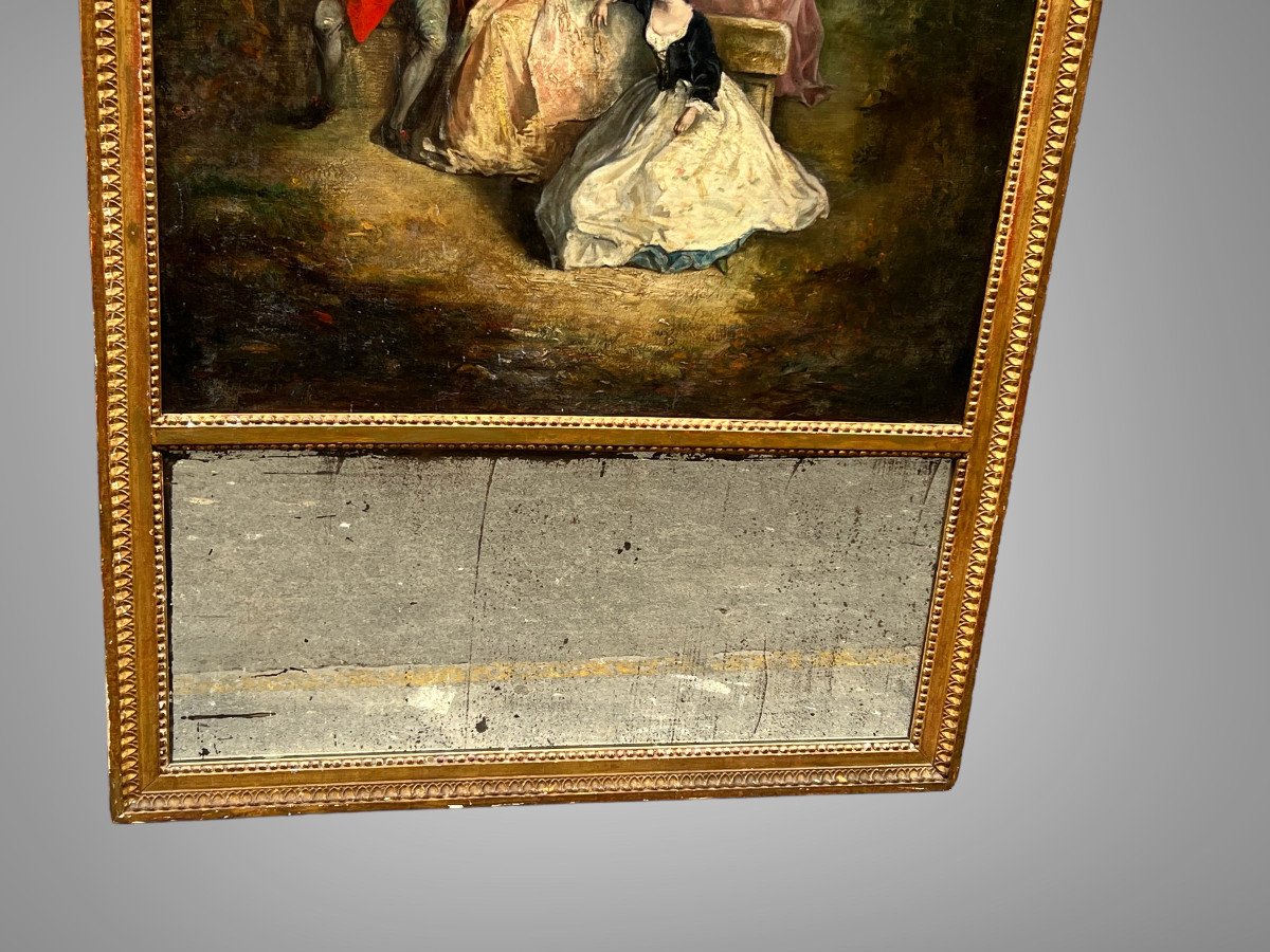18th Century Trumeau Louis XVI Period With Large Painting A Romantic Scene Decor-photo-7