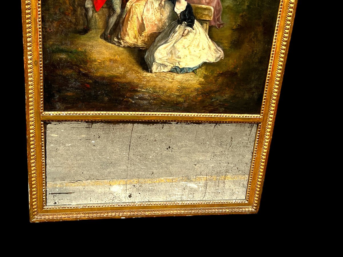 18th Century Trumeau Louis XVI Period With Large Painting A Romantic Scene Decor-photo-8