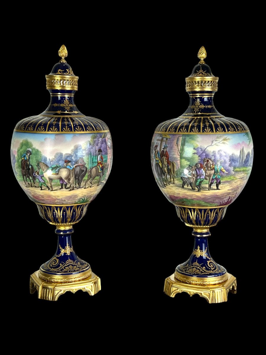 Grande Paire De Vases En Porcelaine De Sèvres "cachet Château Des Tuilerie "xixe-photo-6