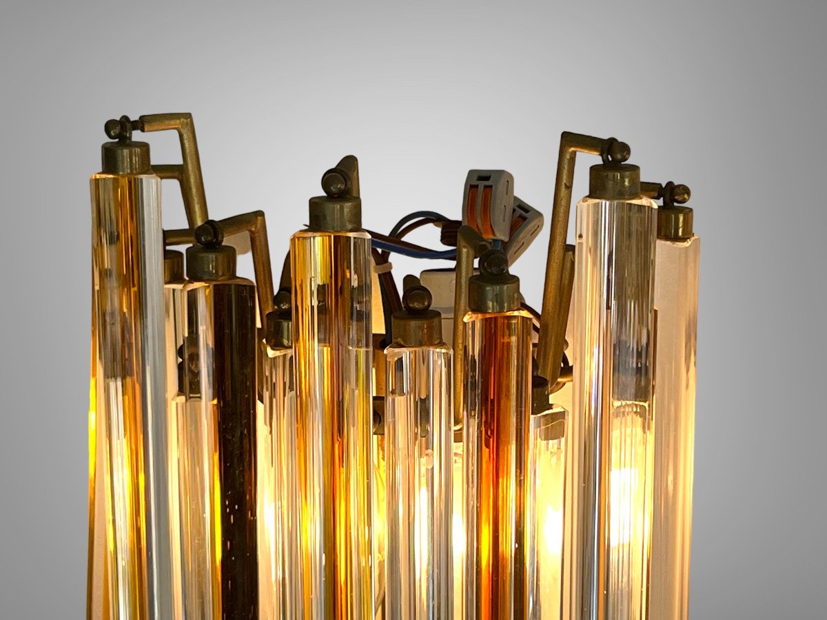 Pair Of Crystal Sconces Called "cascade" Vintage Murano By Paolo Venini-photo-1