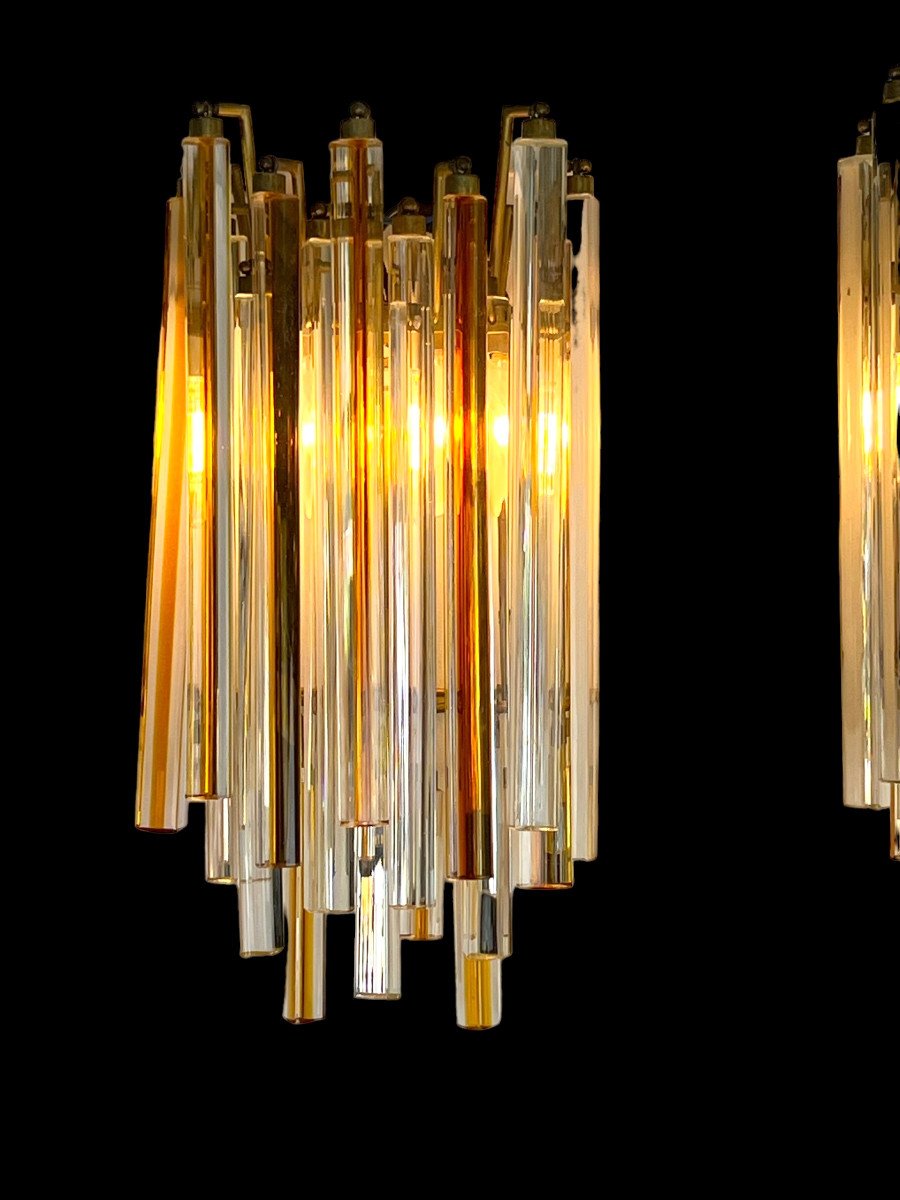 Pair Of Crystal Sconces Called "cascade" Vintage Murano By Paolo Venini-photo-5