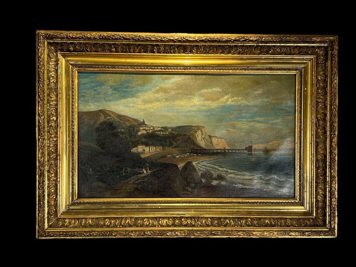 Painting / Oil On Canvas / Painting / French School Of The Nineteenth "seaside"-photo-2