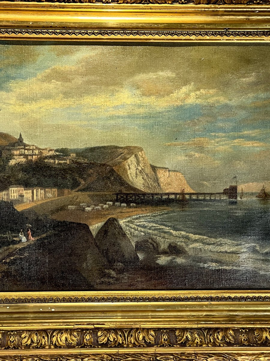 Painting / Oil On Canvas / Painting / French School Of The Nineteenth "seaside"-photo-2