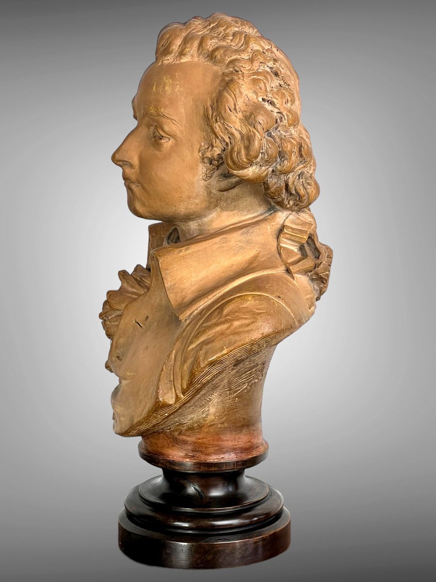 Bust Of Mozart In Terracotta On Piedouche By Carrier Belleuse 1824/1887-photo-2