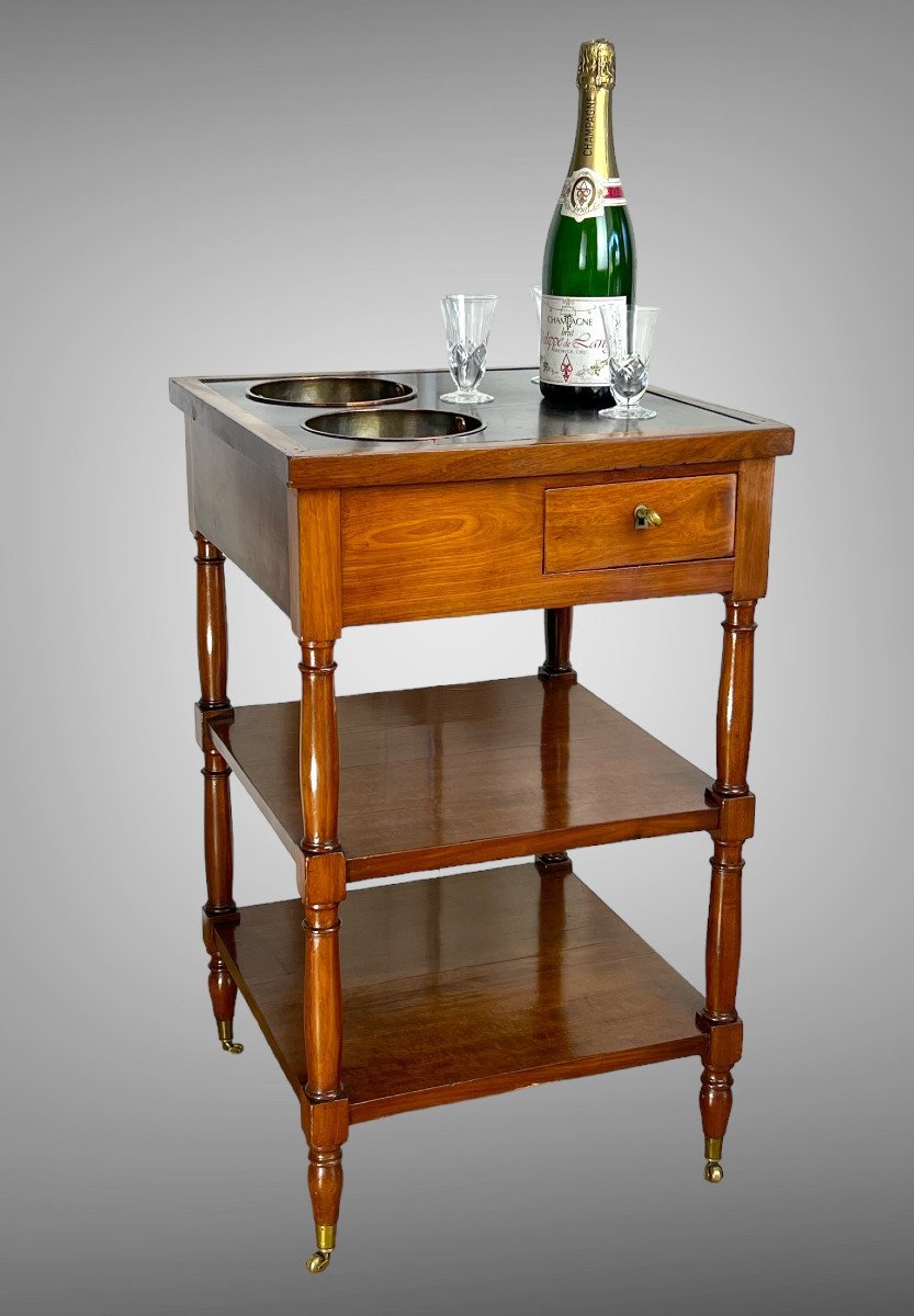 19th Century Stamped Cooler Unit With Marble And Tinned Copper Bins-photo-2