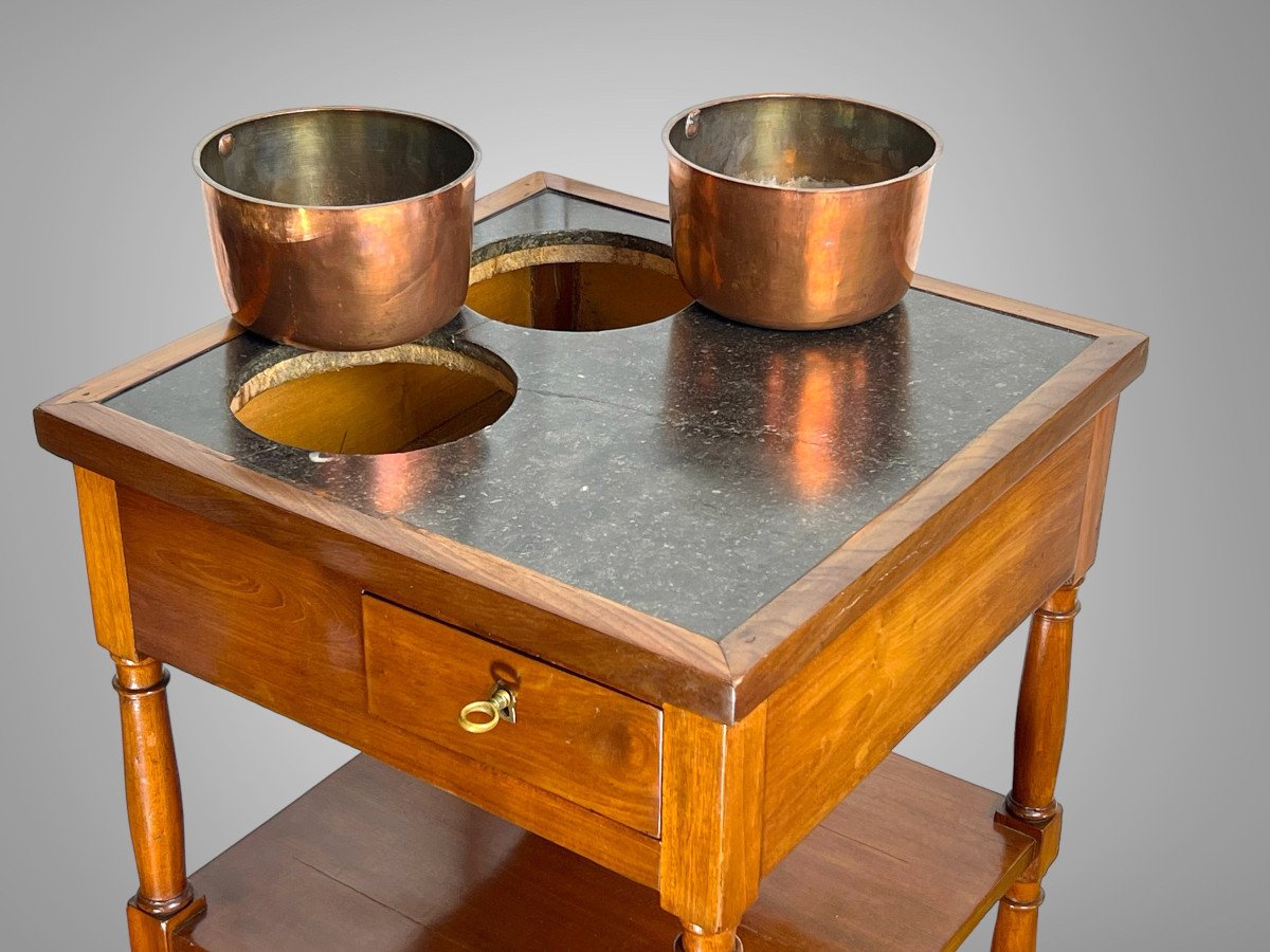 19th Century Stamped Cooler Unit With Marble And Tinned Copper Bins-photo-3