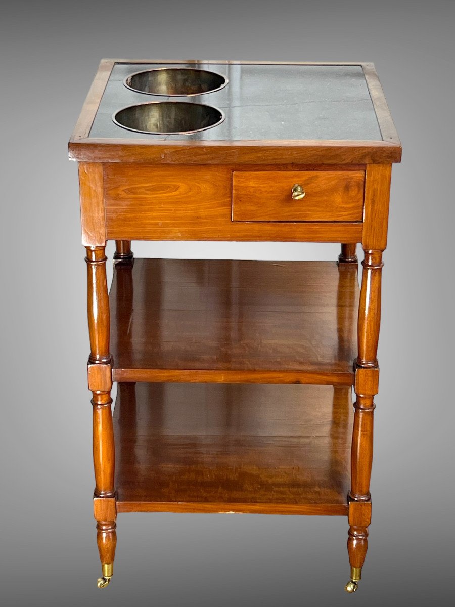 19th Century Stamped Cooler Unit With Marble And Tinned Copper Bins-photo-1
