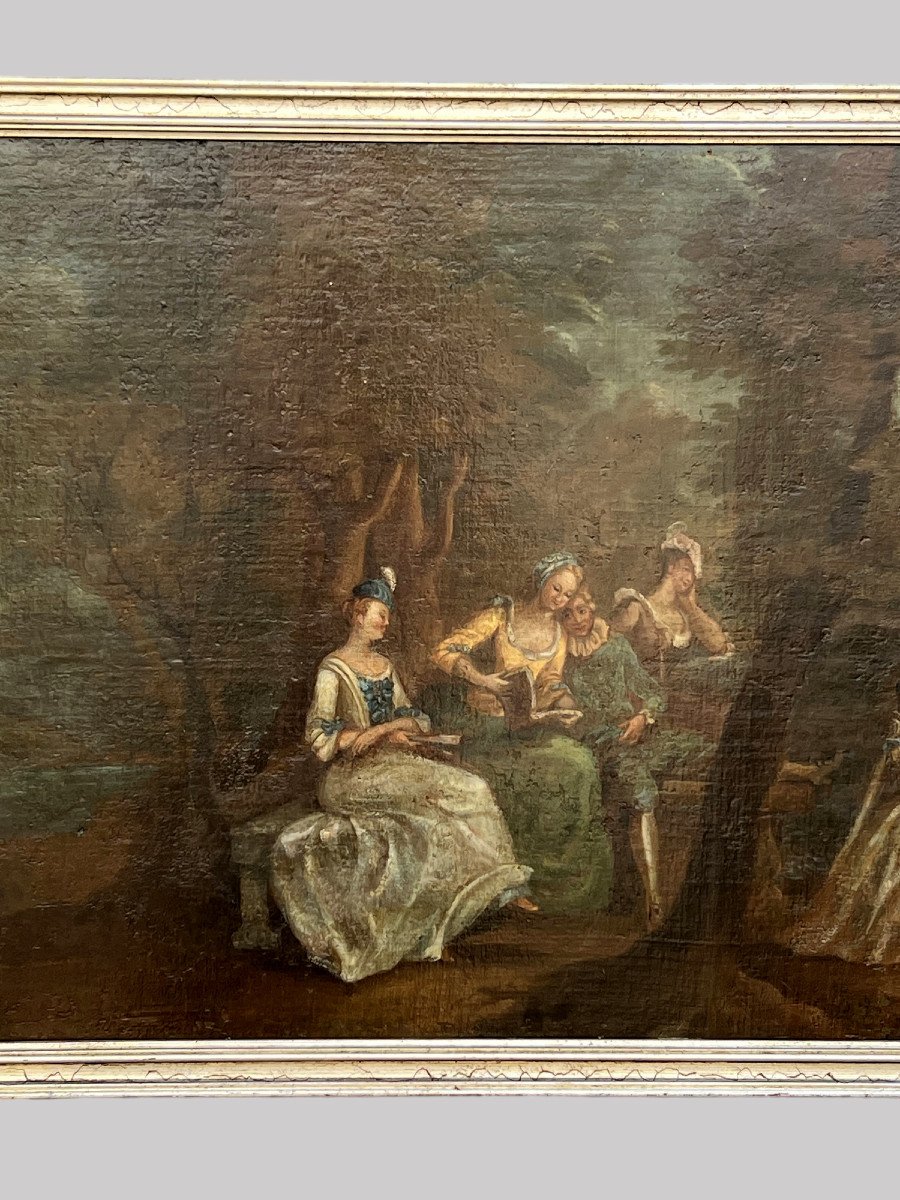 Tableau / Huile Sur Toile / Ecole Française Du XIXe " Scene Pastorale " Encadrée-photo-2