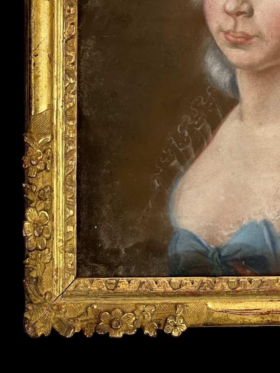 18th Century Pastel Under Glass "quality Portrait Of A Woman" With 18th Century Frame-photo-4