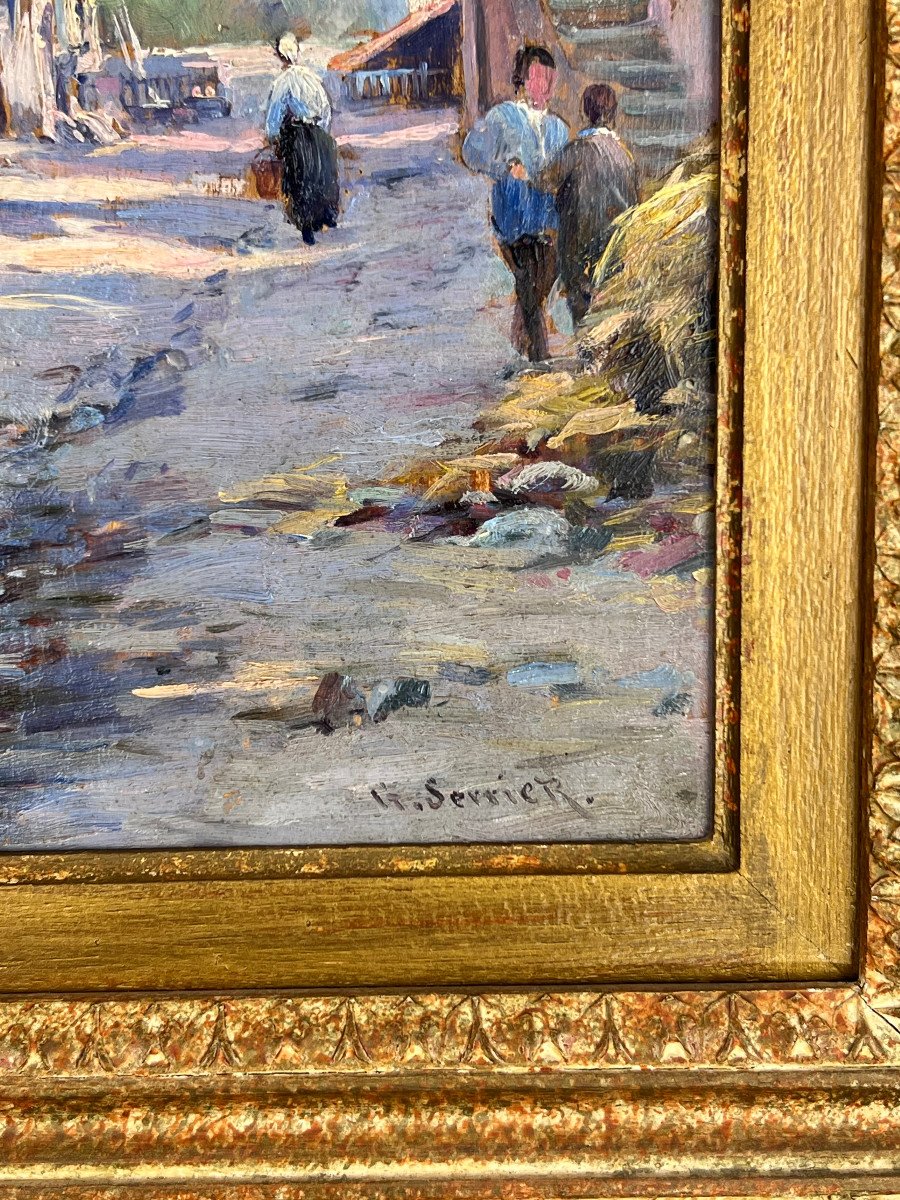 Tableau / Huile Sur Panneau De Georges Serrier 1852 / 1949 ( Rue De Village )-photo-2