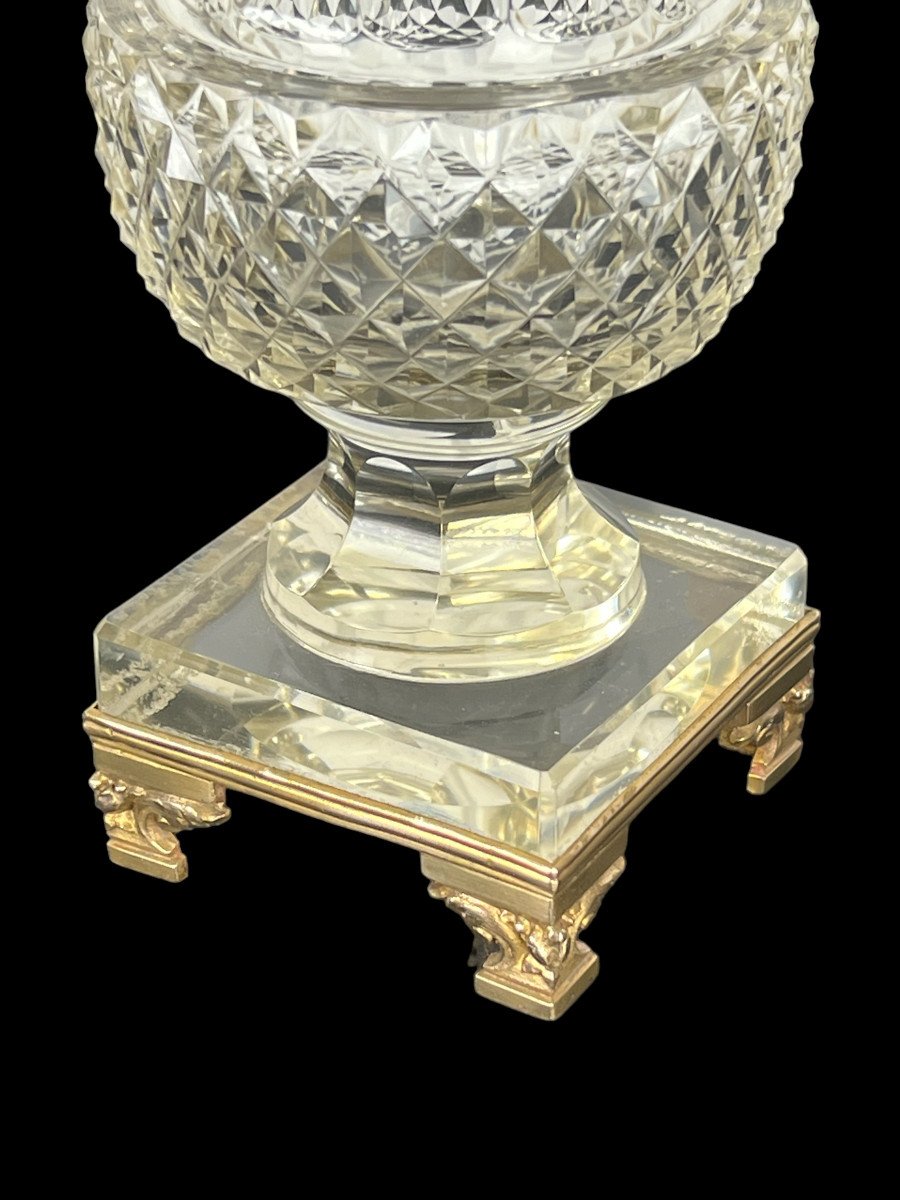 Paire De Vases Baccarat Anciens Du XIXe Forme Medicis En Cristal Taillé-photo-5