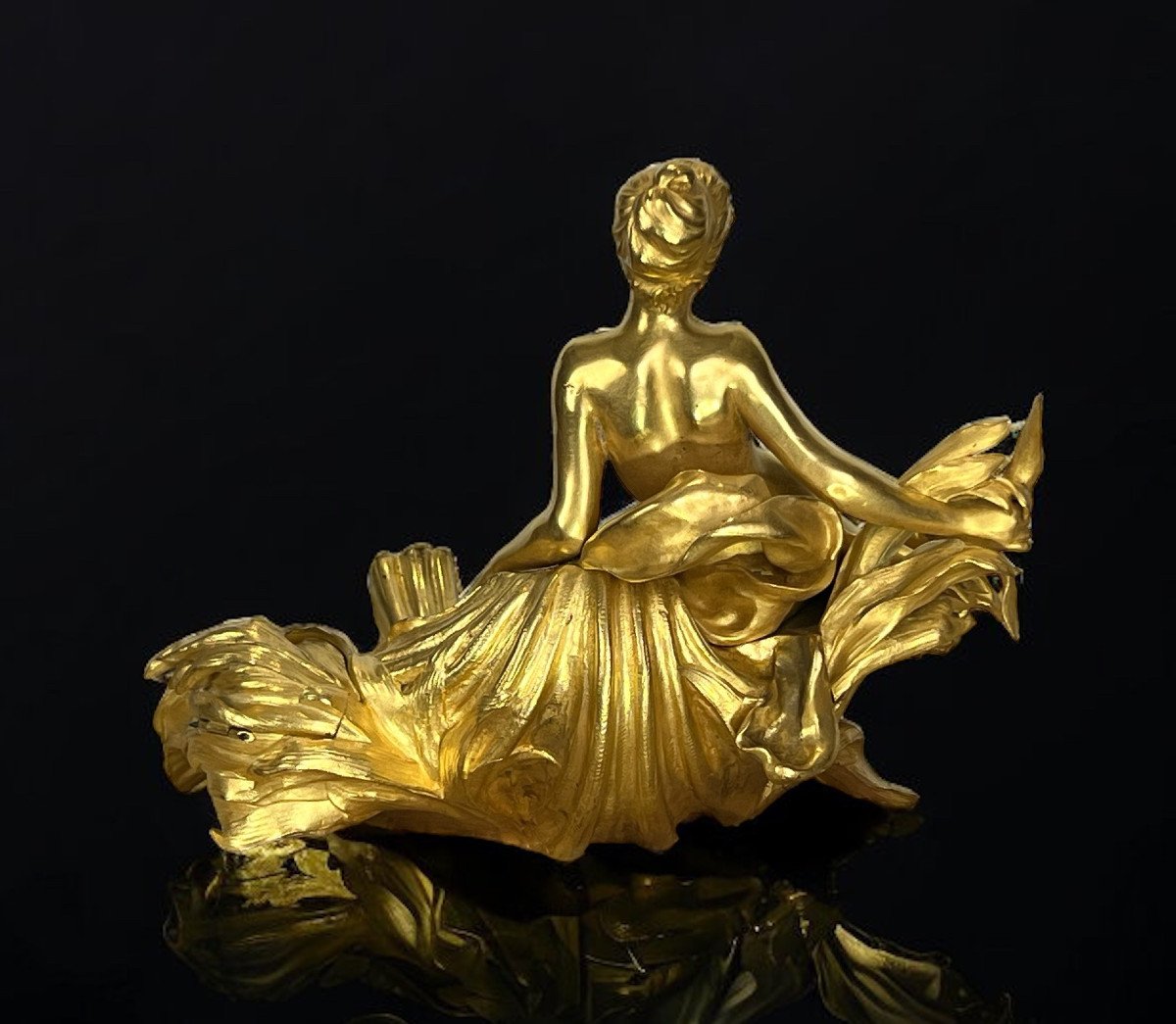 Raoul Larche / Coupe /  Encrier Dit " A La Nymphe Victorieuse En Bronze Doré -photo-5