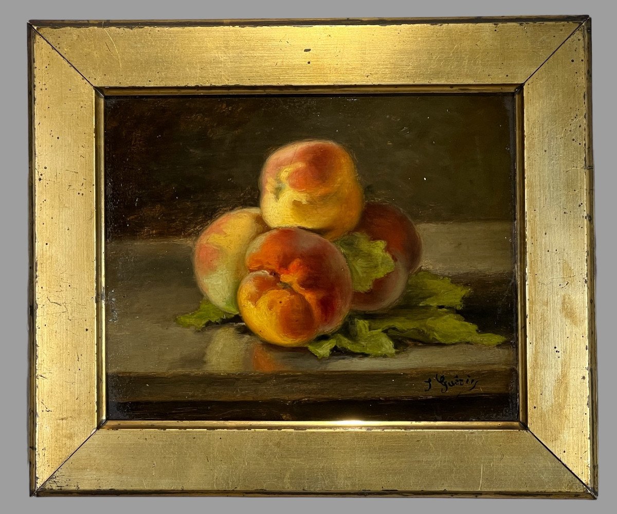 Paire De Tableaux /huiles Sur Carton /signée J.guerin " Nature Morte Aux Fruits-photo-4
