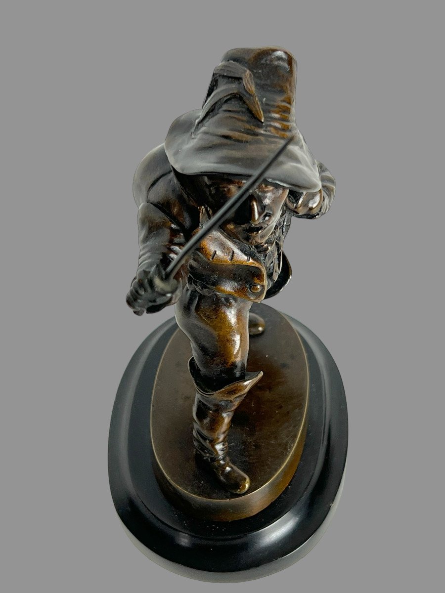 Pyrogen 19th Century / Bronze Character On Marble Base "the Grotesque Al Sword"-photo-6