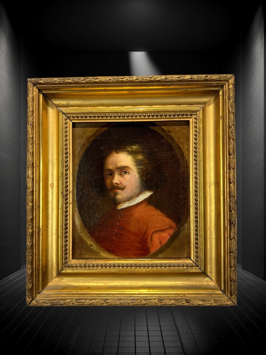 Tableau / Peinture / Huile Sur Panneau En Bois " Portrait D Homme De Qualité "