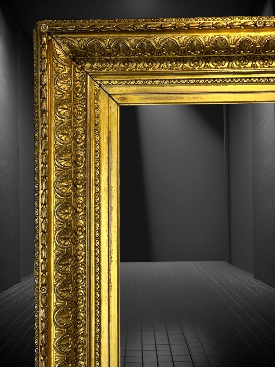 Old 19th Century Frame In Wood And Carved Golden Stucco For Painting 43.8 Cm X 56 Cm-photo-2