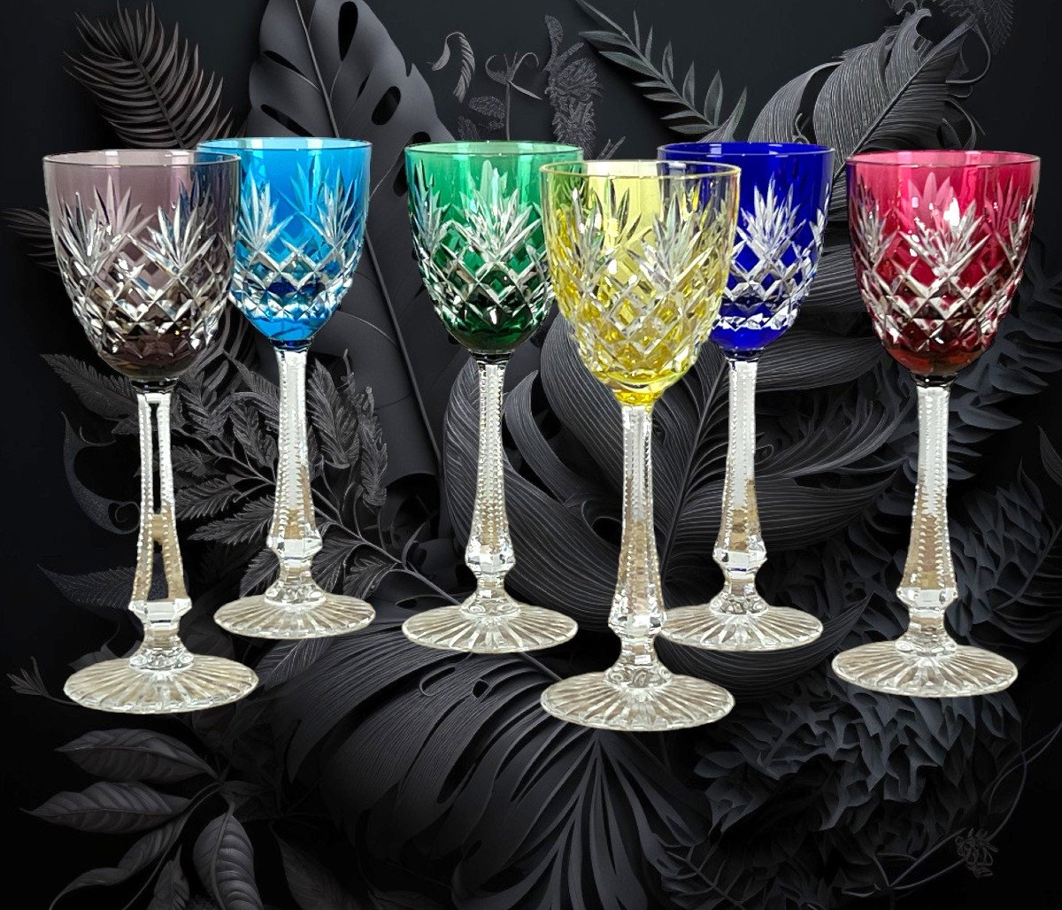 Set Of 6 Sèvres Cut Crystal Wine Glasses (all Signed Below)-photo-3