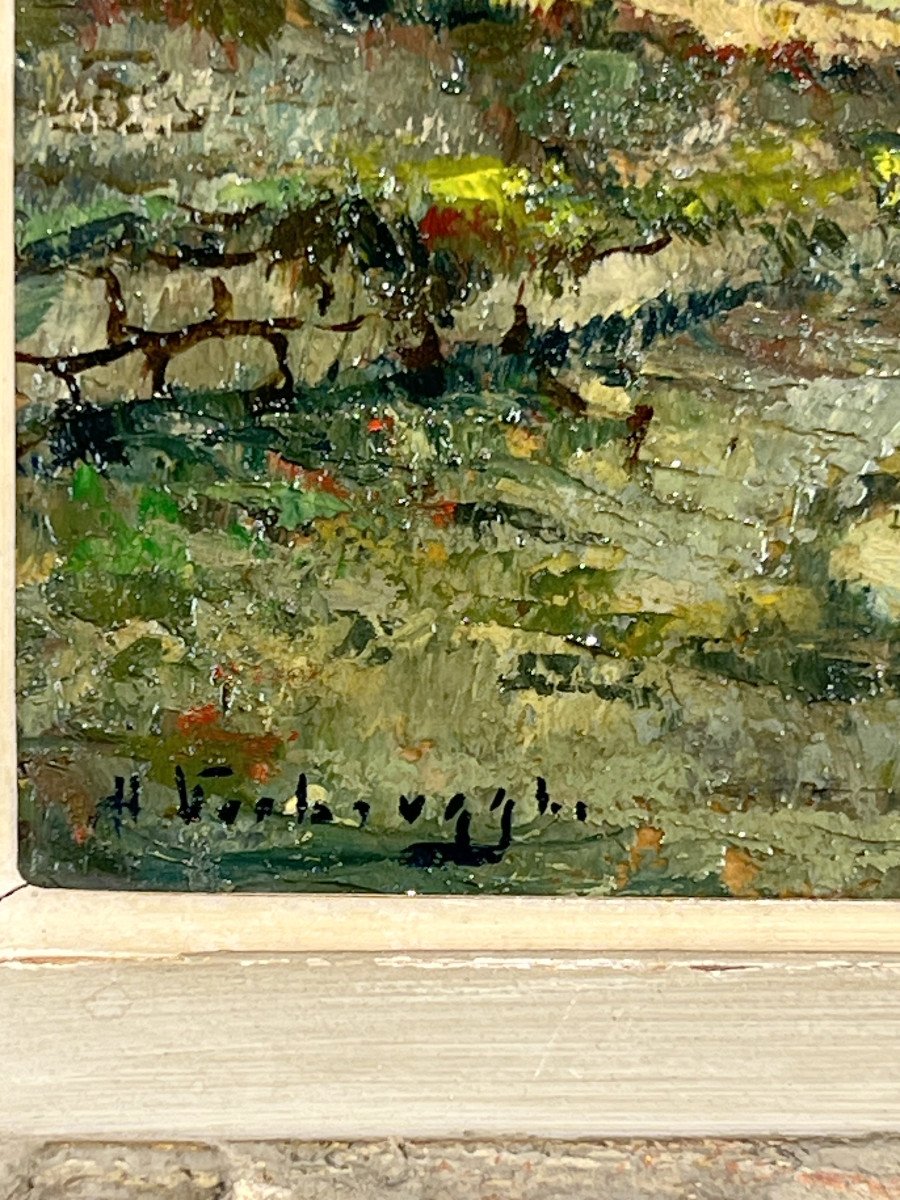 Tableau / Huile Sur Panneau De Charles Verbrugghe 1877-1974 " La Normandie "-photo-5