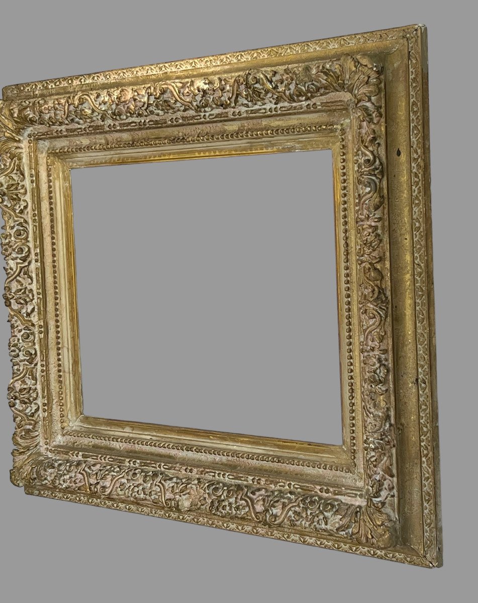 Old Napoleon III Frame In Carved And Patinated Wood For Painting 43.5 Cm X 34 Cm-photo-3