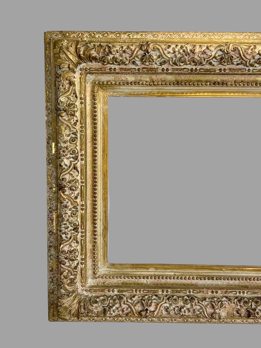 Cadre Ancien Napoleon III En Bois Sculpté Et Patiné Pour Peinture 43,5 Cm X 34 Cm-photo-3