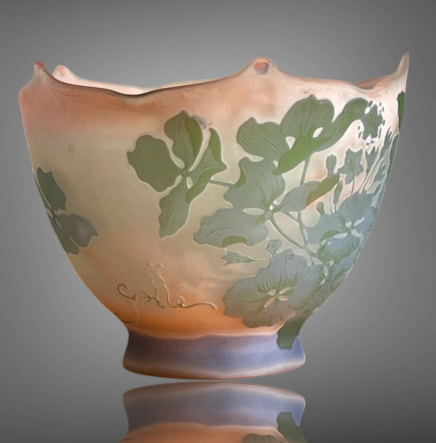 Cup Signed émile Gallé Nancy 1898-1904 Decorated With Flowers Art Nouveau Period-photo-2