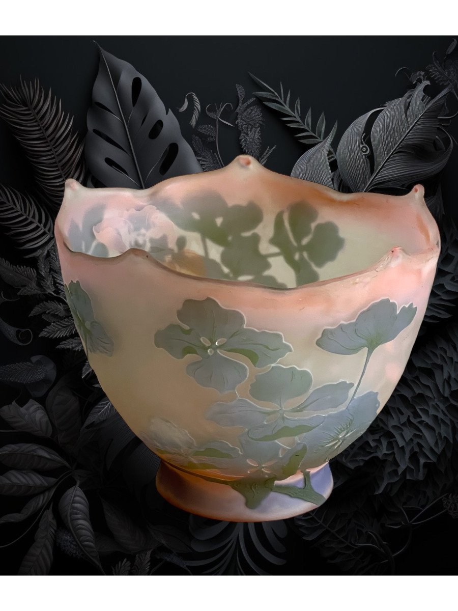 Coupe Signé émile Gallé Nancy 1898-1904 A Décor De Fleurs époque Art Nouveau-photo-3