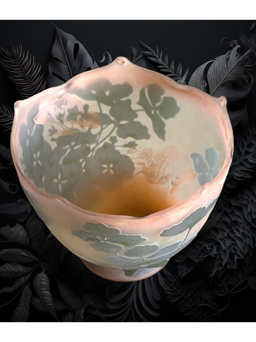 Coupe Signé émile Gallé Nancy 1898-1904 A Décor De Fleurs époque Art Nouveau-photo-4