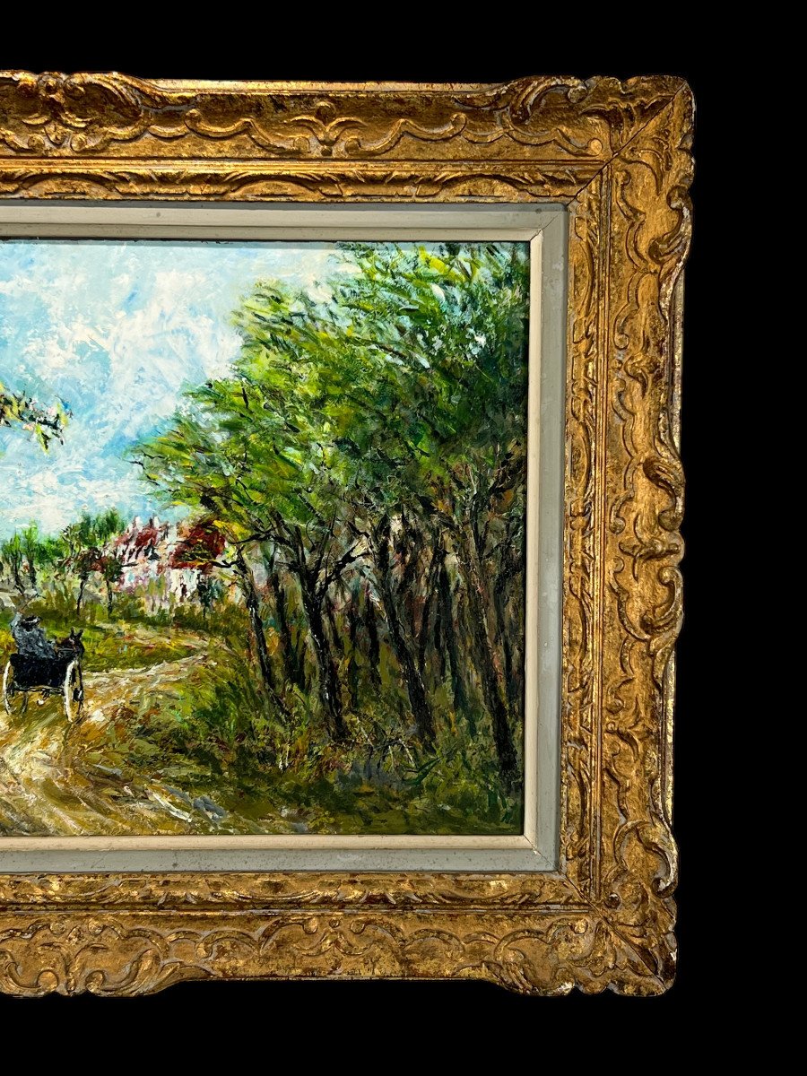 Tableau /huile Sur Carton /" Scene De Campagne Animée " Signé Shc Gourjon 1912-photo-4