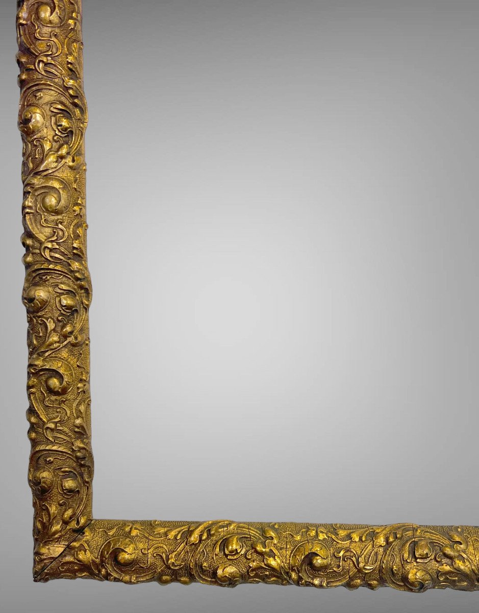 Cadre Ancien Du XIXe En Bois Et Stuc Doré Pour Peinture 41,5 Cm X 33 Cm-photo-3