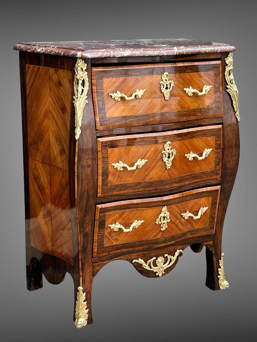 Louis XV Style Commode Between Two In Marquetry And Marble Top-photo-4