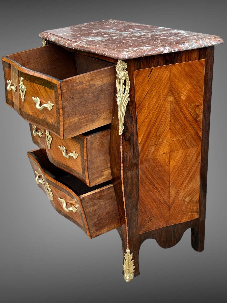 Louis XV Style Commode Between Two In Marquetry And Marble Top-photo-6