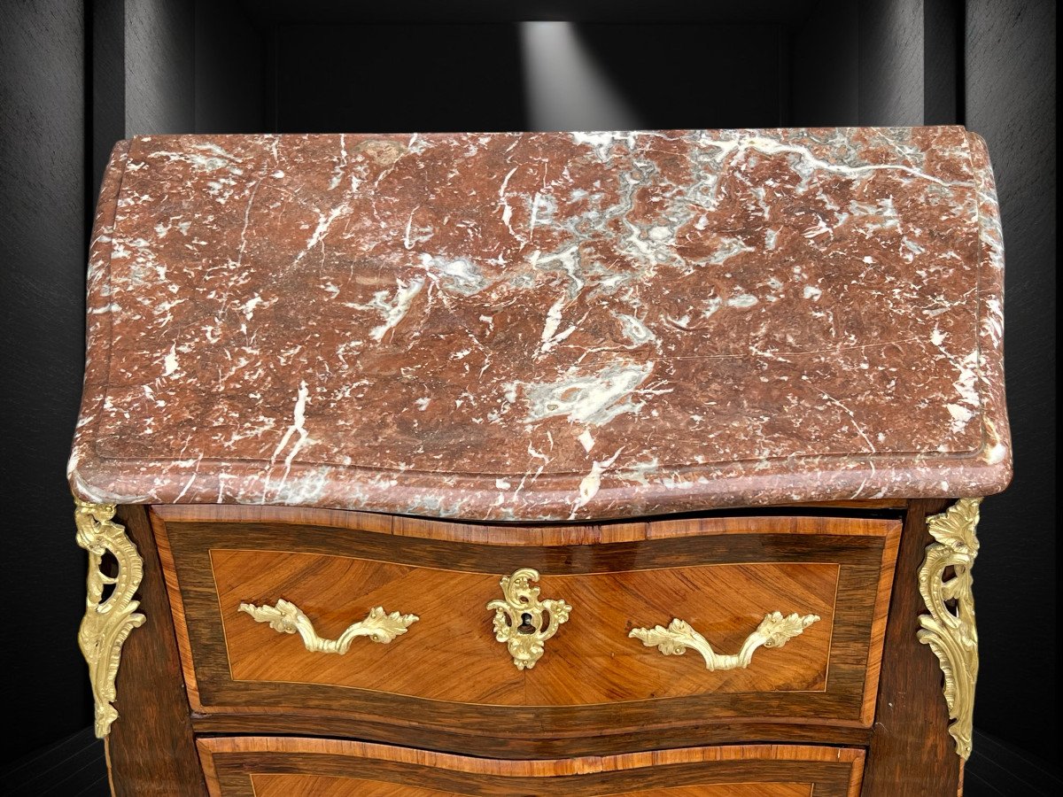 Louis XV Style Commode Between Two In Marquetry And Marble Top-photo-7