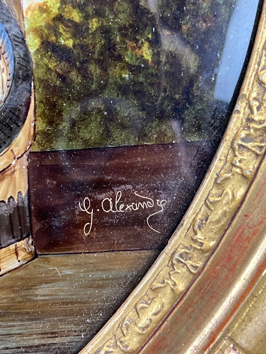 Fixed Under Oval Glass And Mother-of-pearl Highlights Signed “g Alexandre” Place St Pierre-photo-5