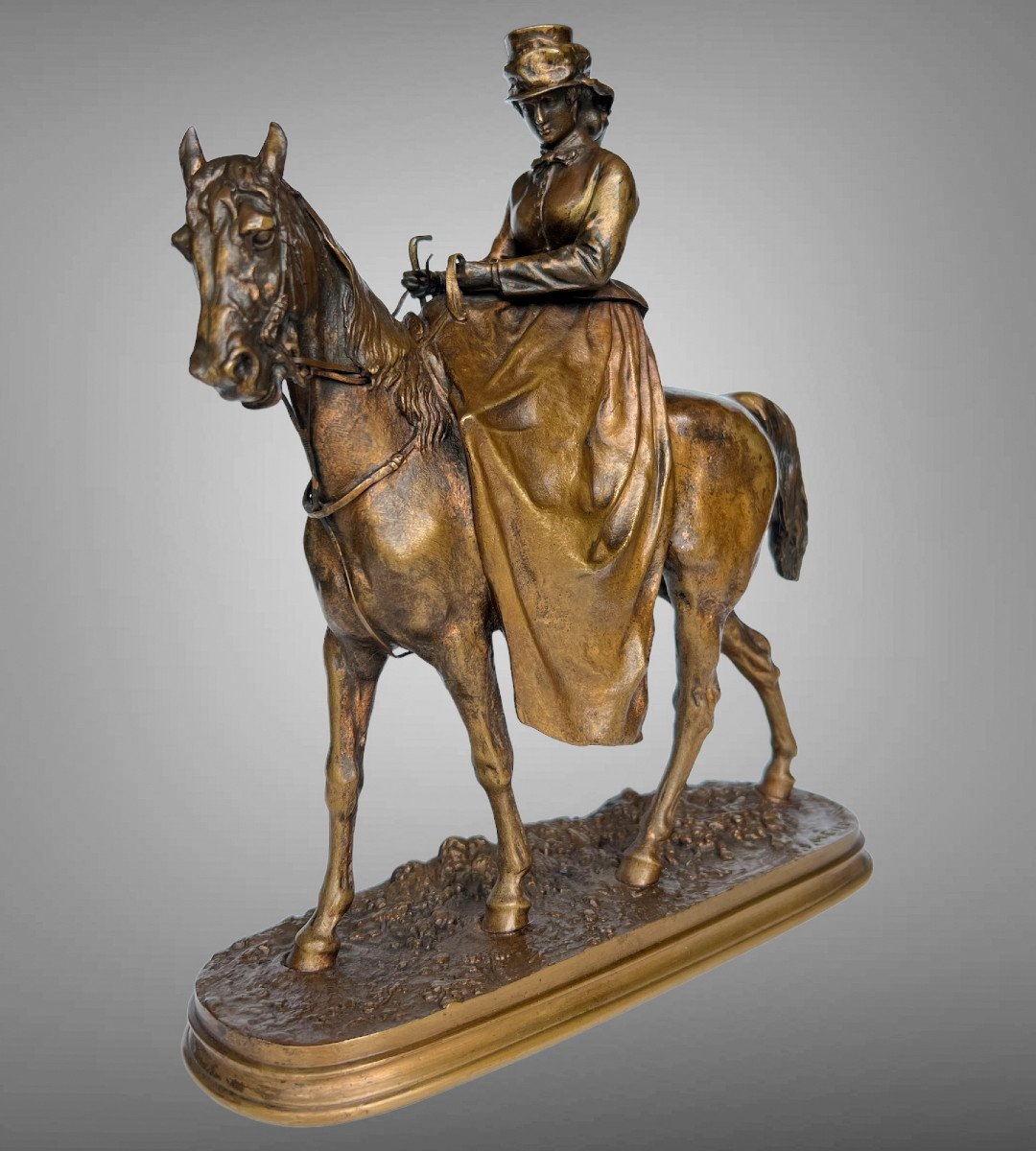 Bronze By Pierre Jule Mene 1810-1879 Representing An Amazon (old Cast Iron)-photo-2