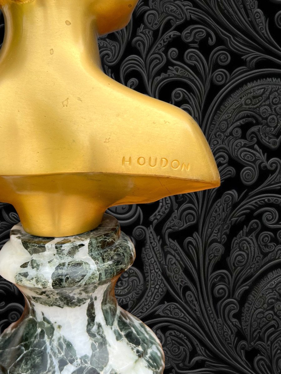 Buste En Bronze Doré De " Louise Brongniart " Portant La Signature De Houdon-photo-4