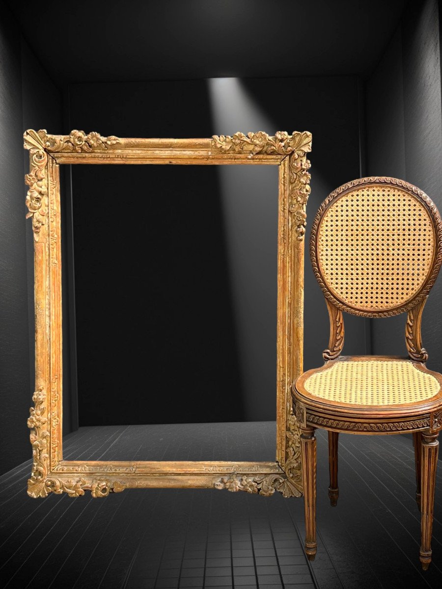18th Century Louis XV Period Frame In Carved Oak For Painting 89.5 Cm X 65-photo-2