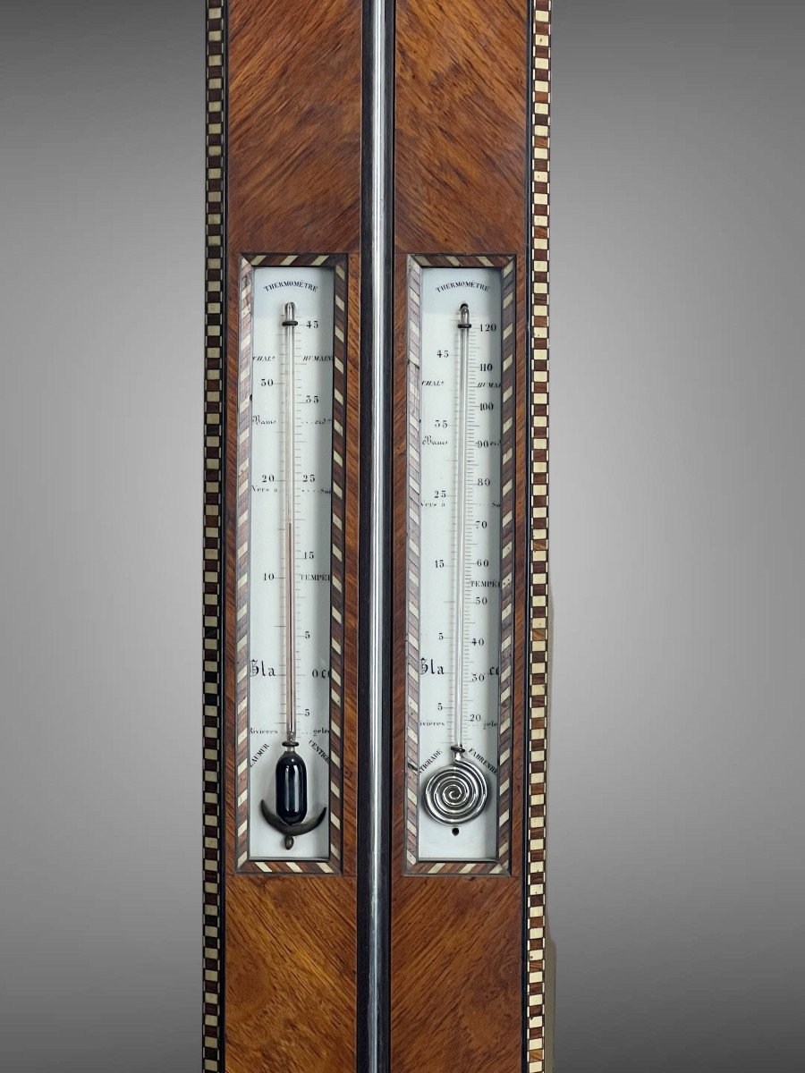 Barometer / Thermometer From Leydecker In Paris In Marquetry Napoleon III Period-photo-3