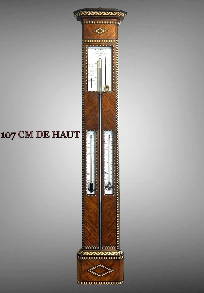 Barometer / Thermometer From Leydecker In Paris In Marquetry Napoleon III Period-photo-4