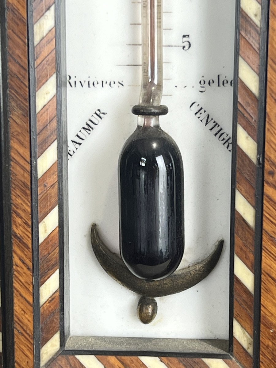 Barometer / Thermometer From Leydecker In Paris In Marquetry Napoleon III Period-photo-3