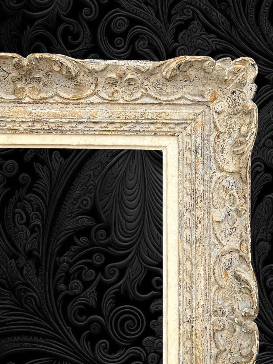 Cadre Ancien Montparnasse En Bois Sculpté Patiné Pour Peinture 47 Cm X 38,5 Cm-photo-2