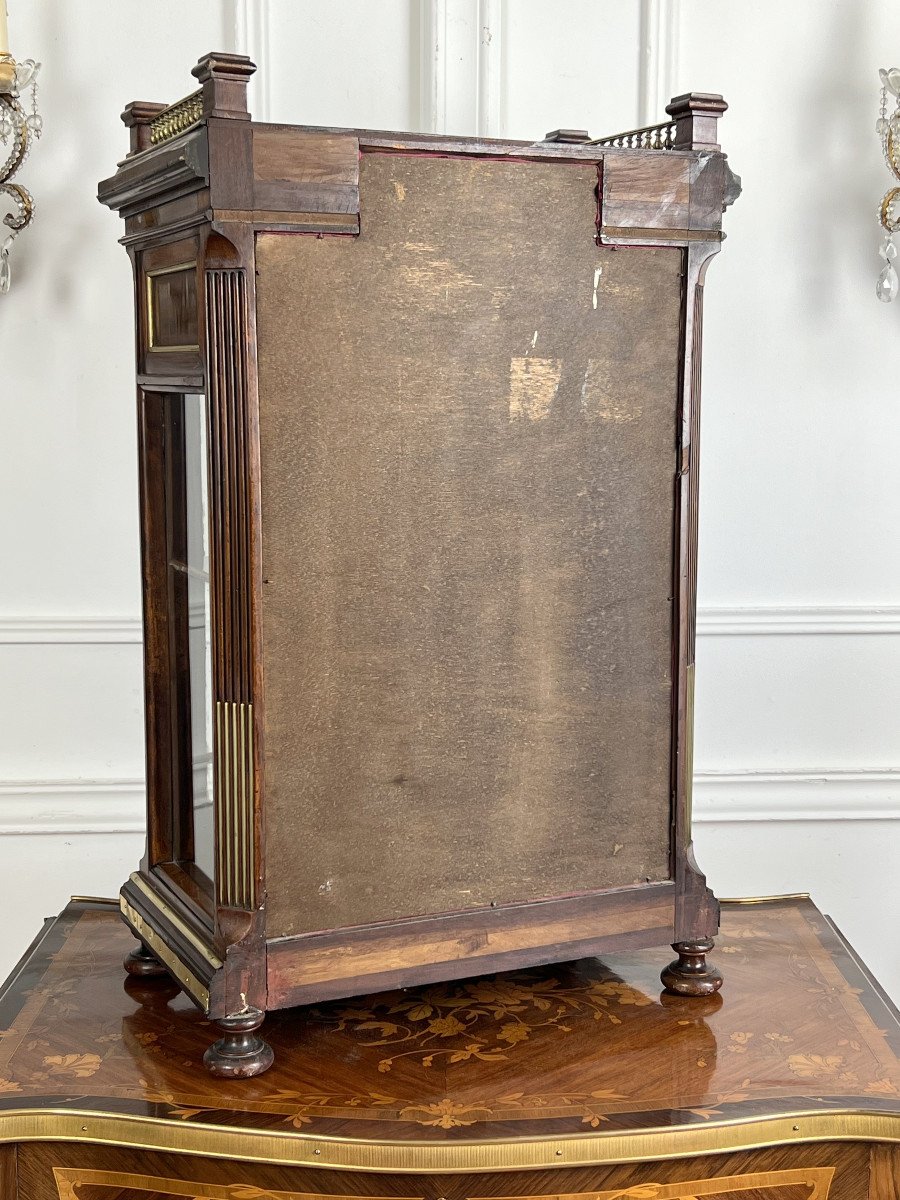 Small Napoleon III Period Mahogany Display Cabinet Decorated With Brass / Original Glass-photo-6