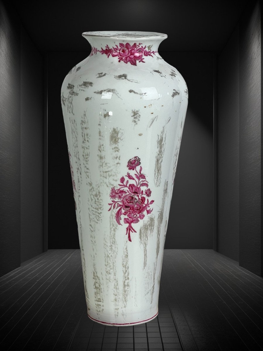 Vase En Céramique Ancienne Signée De Marie Harndoff A Décor Lacuste De 41 Cm-photo-4